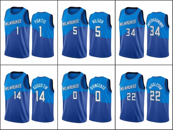

milwaukee bucks men giannis antetokounmpo bobby portis khris middleton d.j. wilson navy city edition new 2020-21 jersey, Black