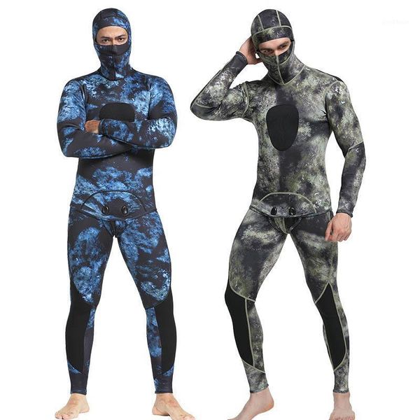 

swim wear camouflage spearfishing scuba wetsuit 1.5mm neoprene men's two piece diving suit surfing snorkeling winter thermal swimsuit1