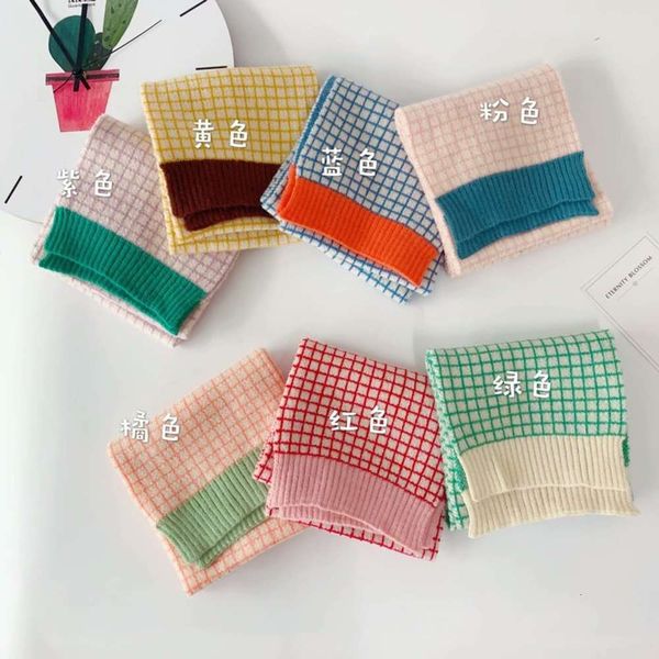 

ins wind contrast plaid children's scarf knitted cover autumn winter long color matching boys and girls wool necki7dg n7ftzy4e9mx8m8ci, Red;brown