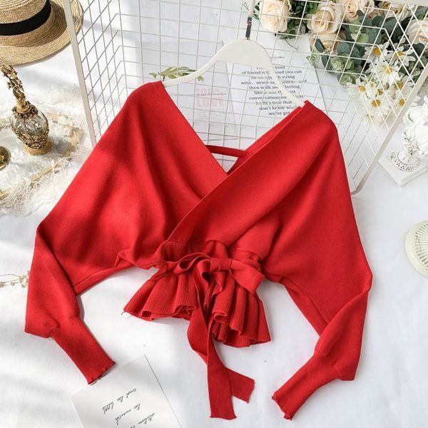 

new pullover women knitted sweater v-neck slim waist pull female lady jumpers sw002, White;black