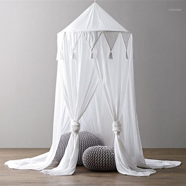 

kid baby bed canopy bedcover mosquito net curtain bedding round dome tent cotton hung dome chiffon pennant fringed mosquito net1