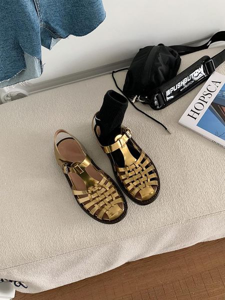 

sandals 2021 summer woman shoes golden luxury designer, Black