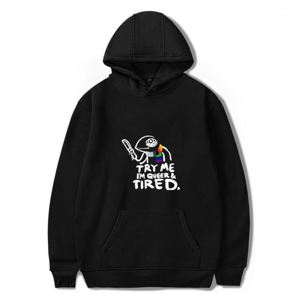 

try me. i'm queer and tired print men&women hoodies harajuku hip hop oversize kid and tracksuit1, Black