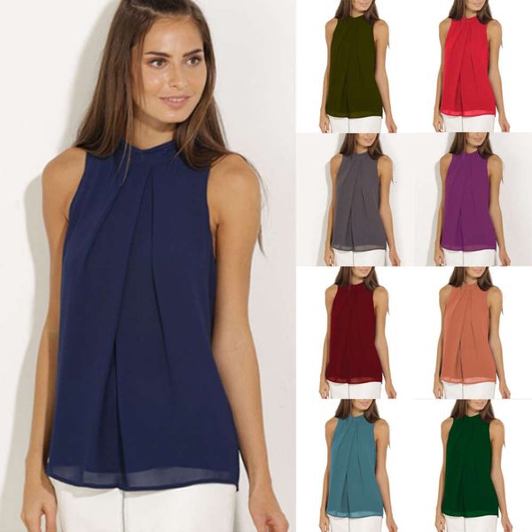 

summer 2019 chiffon shirt neck sleeve ls 15 colors 6, White
