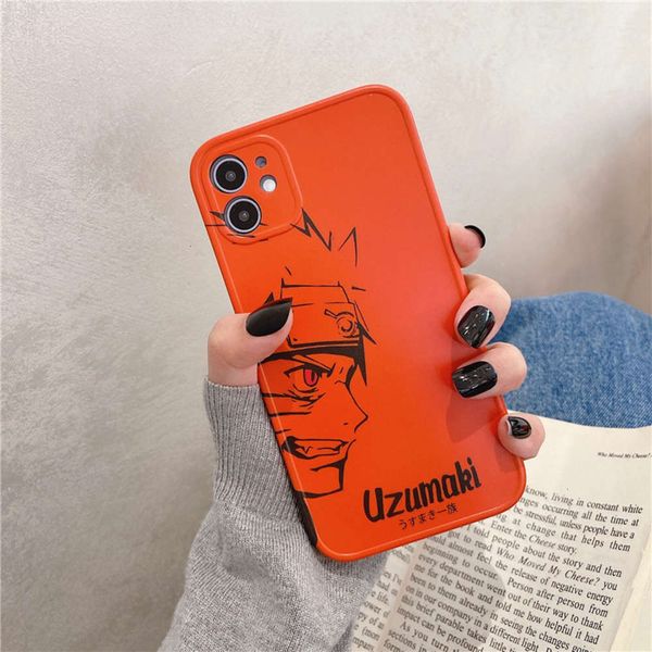 

1dwjapane cartoon naruto uzumaki mobile phone def 11 pro x xs max xr 7 8 plus, square soft cover, orange back cover
