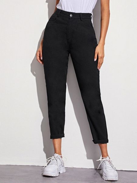 

high waist cropped carrot jeans h5sa#, Blue