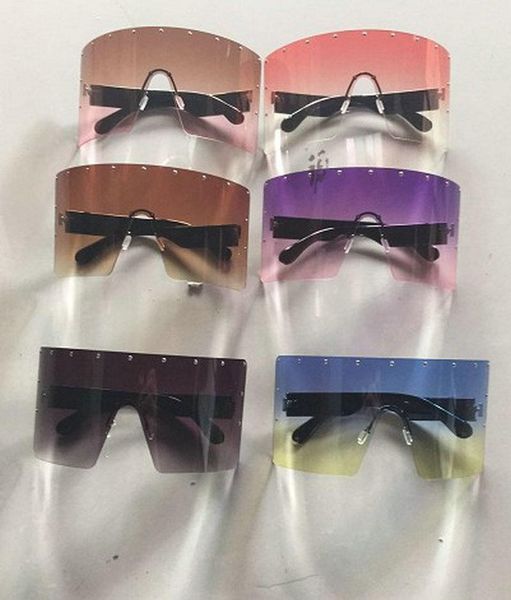 

sunglasses mincl 2021 women oversize mask shape shield visor fashion men flat windproof hood eyewear uv400 nx, White;black