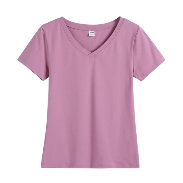 

2021 new summer t shirt women casual womens tee shirts harajuku female 95% cotton basic v neck slim black white tshirt o6bz