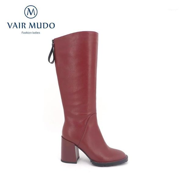 

boots vair mudo women arrival knee-high shoes warm short plush red fashion temperamen zt371, Black
