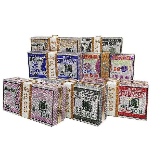 

money dollar bag luxury rhinestone party evening clutch bags usd dollar crystal diamond chain handbag wedding evening purses