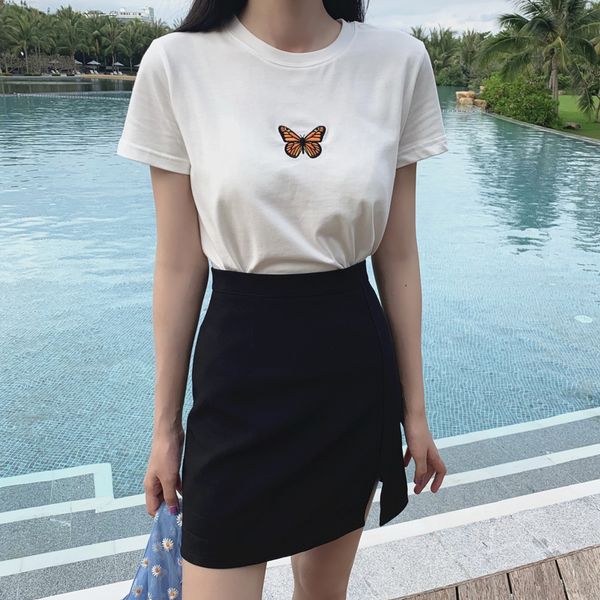 

2021 new style embroidered shirt, 2-color, summer, korean style, short sleeve, feminine, (c2273) gku4, White