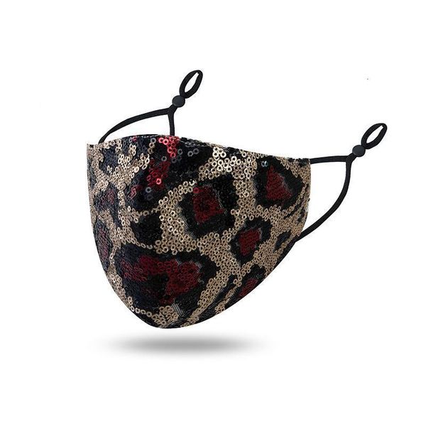 

face fashion masks sequin leopard summer print double layer cloth mask dust and haze prevention with adjustable loop 3 nkpkb