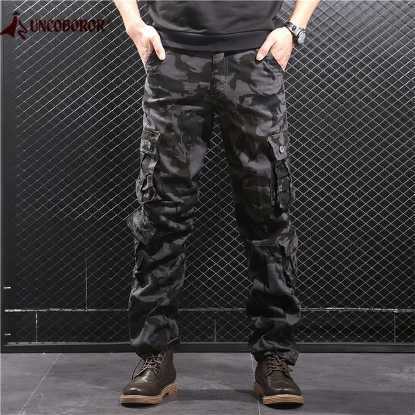 Camouflage Cargo Pants Uomo Multi Pocket Cotton Military Camo Pants Army Track Pantaloni Uomo Streetwear Tuta Pantalon Homme 201027