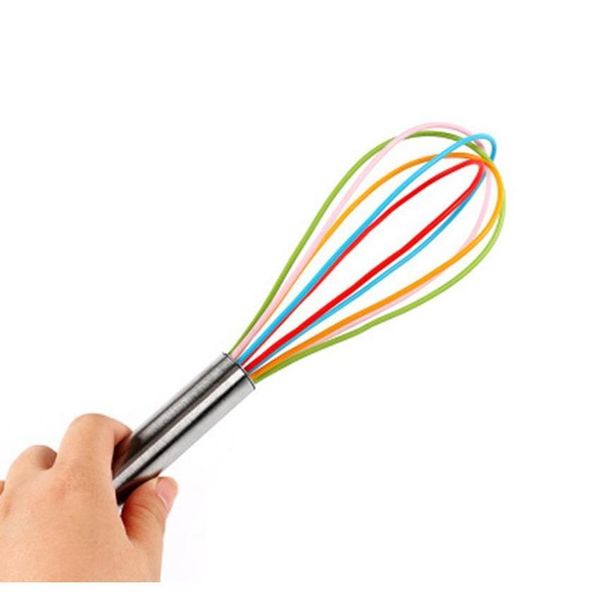 

10 inch wire whisk stirrer mixer egg beater color sile egg whisk stainless steel handle household baking jllvfd network2010