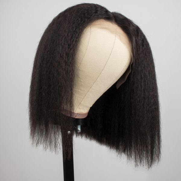 

short bob wig lace front human hair wigs for black women afro kinky straight brazilian swiss lace natural remy hair pre plucked, Black;brown