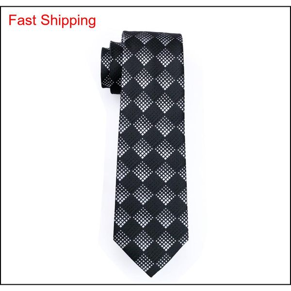 

plaid tie silk necktie hankerchief cufflinks mens jacquard woven classic business blac qylryq queen66, Black;blue
