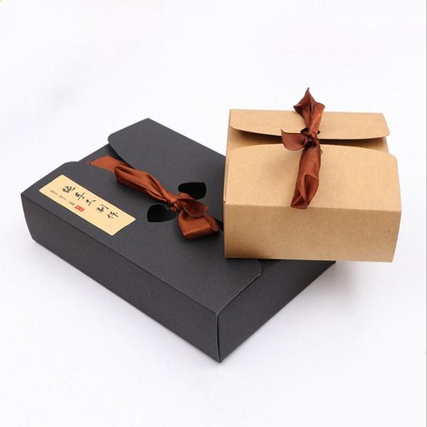 

10 шт. lot новые лучшие продажи черно-крафт-ящики с ribbonwedding boxesbaby душ фамил boxesparty подарочные коробки jllnvl