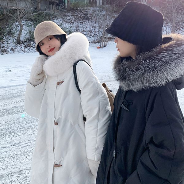 

winter women's down jacket fashion thicken woman parkas real fox fur collar coat female jackets clothes mujer chaqueta wpy1243, Black
