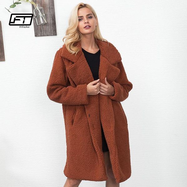 

fitaylor new women fur coat winter fluffy shaggy faux long fur coat thick warm jacket plus size 3xl outwear pele1, Black