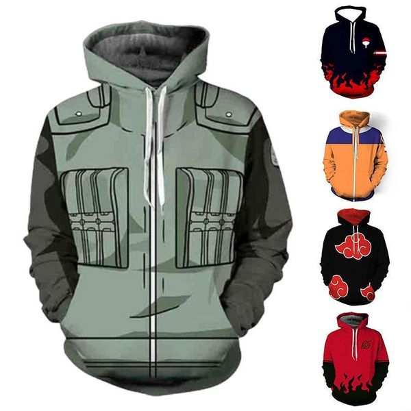 

anime naruto hoodios streetwear 3d печать аниме мультфильм harajuku naruto мода мужские толстовки с длинным рукавом вверх 3d толстовые, Black