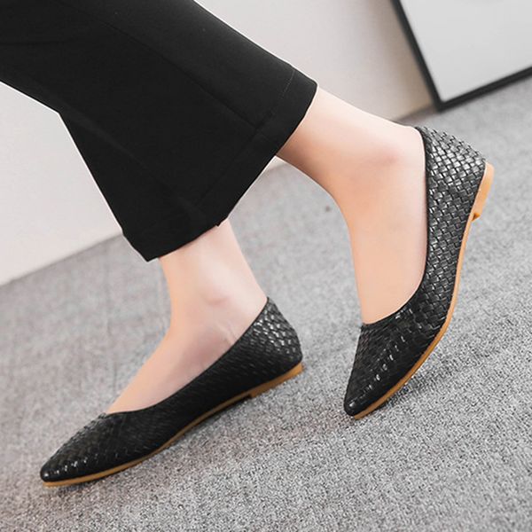 

women new casual flat shoes fashion soft casual ballet shoes solid ballet flat casual large 33-43multifunction, Black
