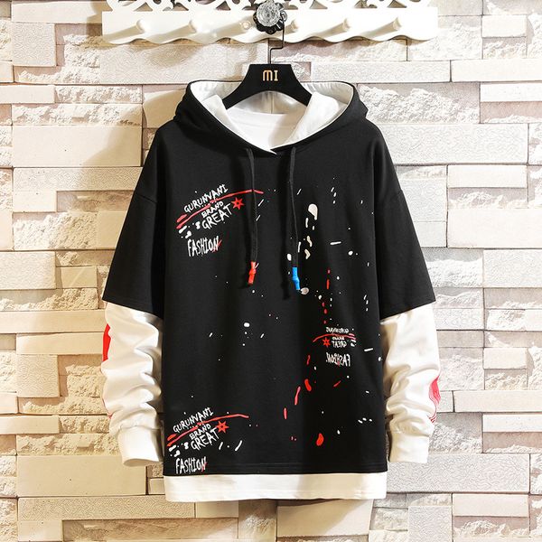 

autumn spring 2020 hooded sweatshirt of black hip hop men white sweater streetwear casual fashion clothes oversize m-5xl