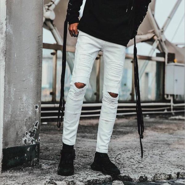 

men's jeans 2021 stretch skinny white hombre fashion denim trousers male hip hop spring autumn ripped cotton pants, Blue