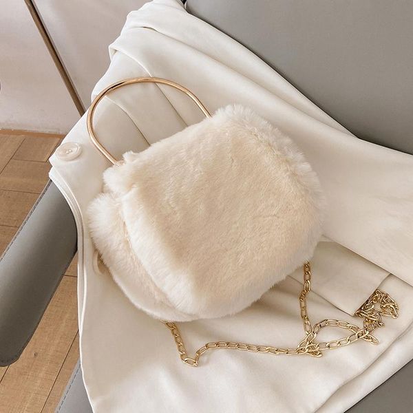 

2021 faux fur small pu leather crossbody bags women 2021 winter trending handbags women's simple shoulder hand bag