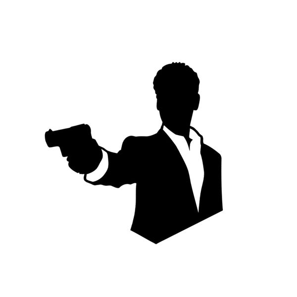 

12*12.2cm coolest secret agent man with gun graphic car sticker vinyl decoration black/silver decals c12-0365