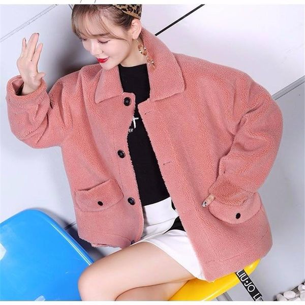 

2019 new arrival autumn winter fashion women natural wool jacket soft warm real sheep shearing fur coat female short outwear a291, Black