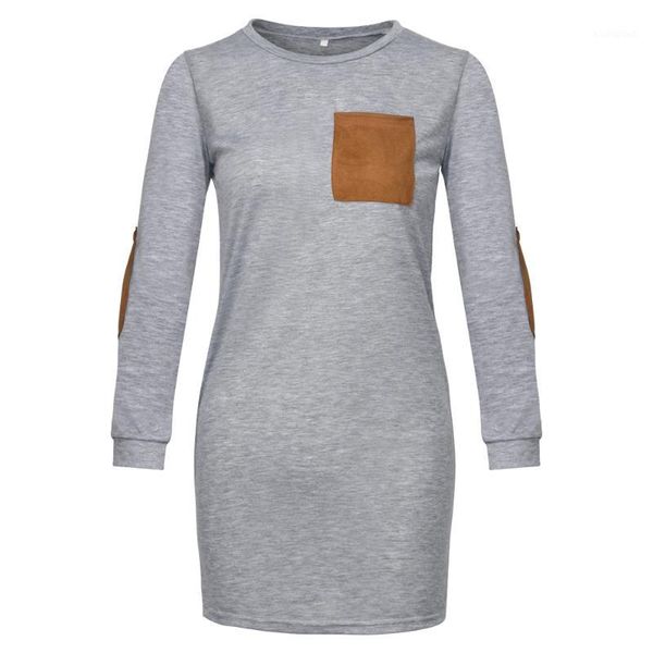 

fashion simple style women summer casual loose t-shirt dress long sleeve o-neck pure color ladies elegant straight dresses -xl1, Black;gray