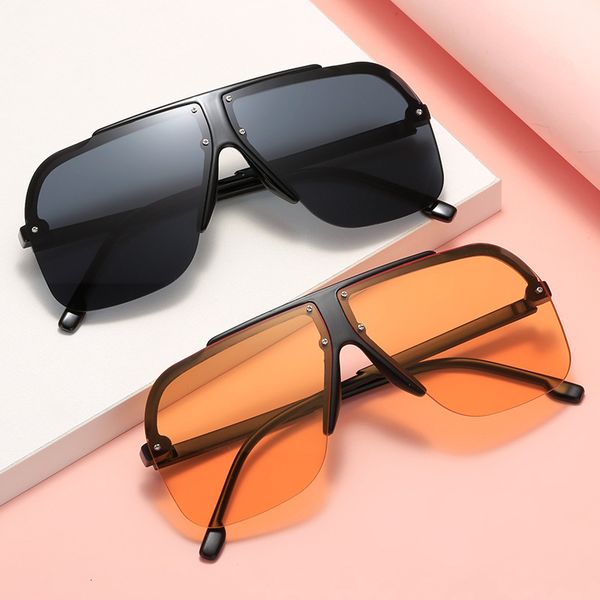 

new half frame square for men and women cool trend sunglasses personalized street shooting toad glasses designer jjkd, White;black