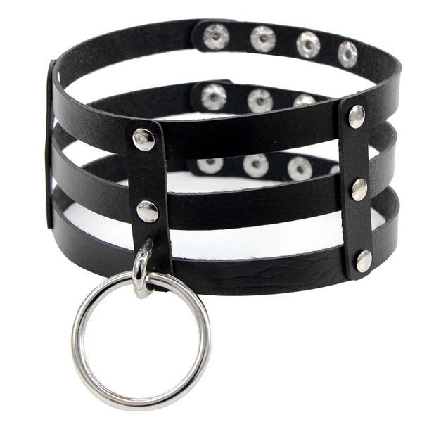 

boho round gothic harness rivet spike bondage collar leather choker necklace for women chockers necklaces jewelry gift hip hop, Silver