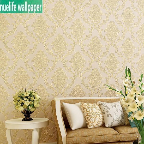 

wallpapers european luxury non-woven wallpaper 3d golden flower relief fine pressure damascus bedroom living room background wallpaper1