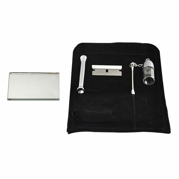 

wallet in 5 snorting set leather a bottle snuff sniff spoon one mirror and kit in qrxxw