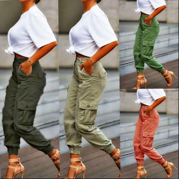 

cargo pants women high waist spring autumn pocket slim sweatpants fashion streetwear long overalls pant elastics trousers, Black;white