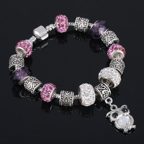 

2017 древний серебристый браслет в европе 925 мода женский кристалл браслет 925 браслет diy женщина pan sqcsub