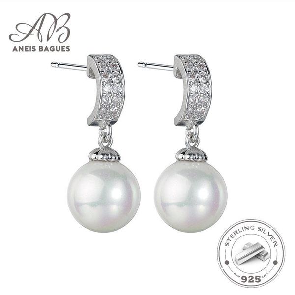 

stud aneis bagues silver 925 earring for women natural pearl earrings fine jewelry classic girl elegant gifts, Golden;silver