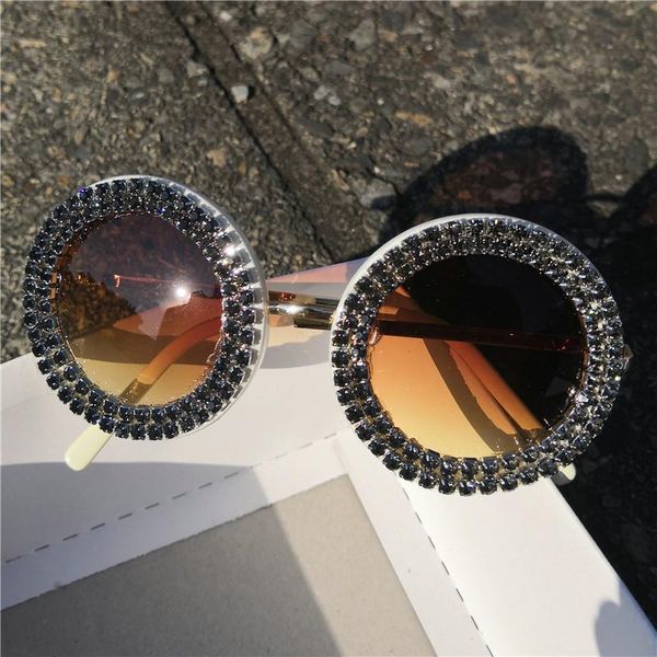 

sunglasses round women rhinestone bling crystal female eyewear uv400 diamond party eyeglass fm, White;black
