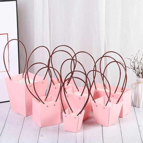 PVC Hediye Kutusu Takı Ambalaj Taşınabilir Çiçek Sepeti Kullanışlı Çiçek Çanta Kağıt Kutuları Ambalaj Çanta Sarma Suppie