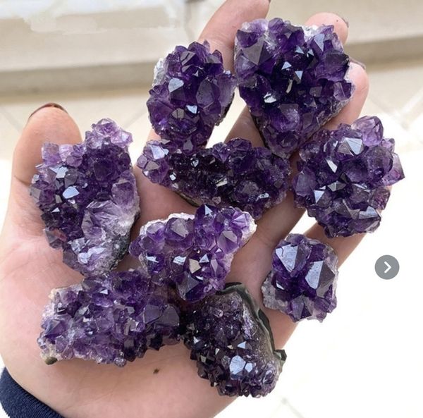 

extra dark amethyst purple crystal cluster display piece druzy raw stone, Black