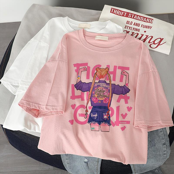 

sailor moon kawaii t shirt 2021 sailor moon harajuku womens fashion short sleeve korean graphic cartoon women funny, White