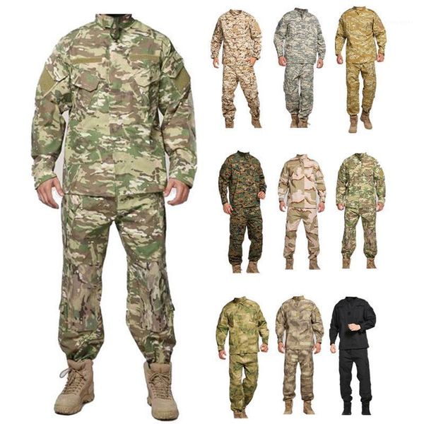 

gym clothing men tactical army uniform camouflage special forces soldier training combat clothes jacket pant set1, White;black