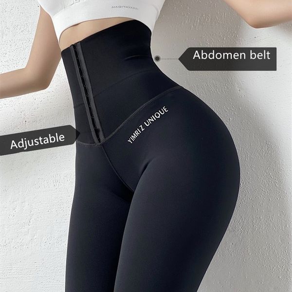 

shrink abdomen high waisted yoga pants workout legging sports women fitness gym leggings running training tights activewear 201202, Black