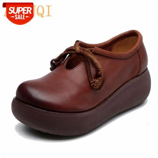 

aiyuqi women vintage shoes 2021 new spring real leather high heel shoes women casual wedge pumps #jp3w