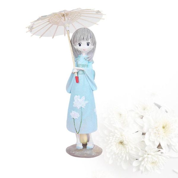 

decorative objects & figurines japanese girl statue sculpture creative decor deskornament resin crafts for home living room light blue