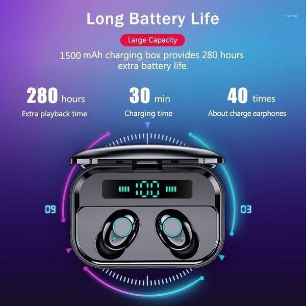 

m7 wireless bluetooth headset 5.0 power display sports stereo wireless earbuds with charging box1