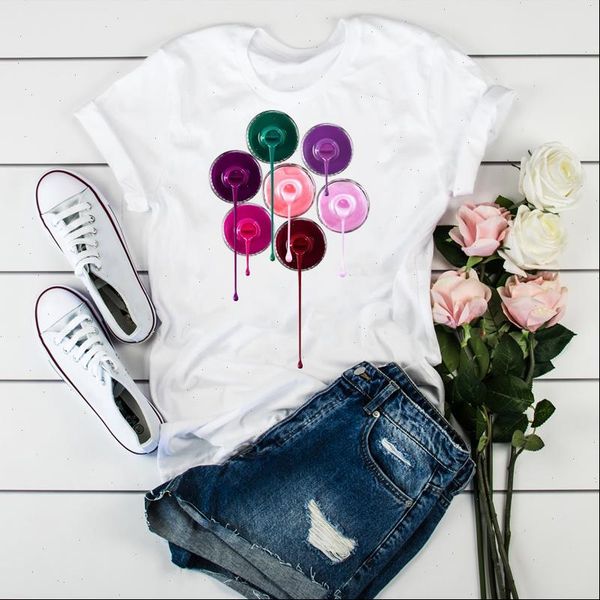

women 2021 3d print fashion cute paint beauty tshirts t clothes shirt graphic female tee womens ladies t shirt clothing, White