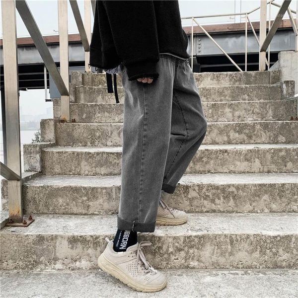 

super elastic pants male korean-style fashion spring and autumn loose ins straight pendant in wide-leg fashion brand jeans gray1, Blue