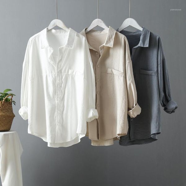 

streetwear women clothes blouse oversize fashion loose solid female color drop shoulder long sleeve white shirts1